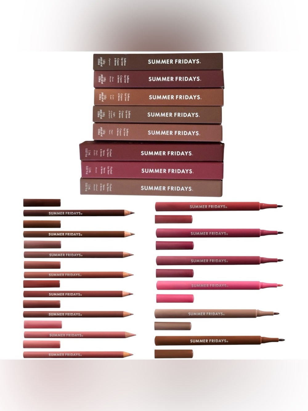 Summer Fridays Lip Liner & Lip Stain Bundle 18 Pc NEW Lip Sharpener